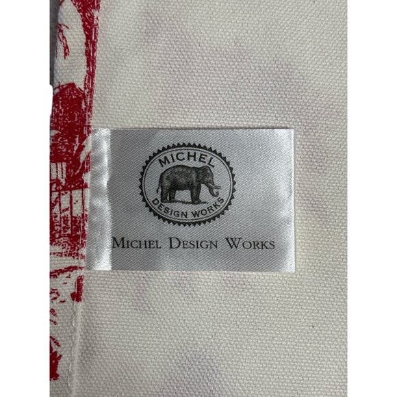 Michel Design Works Red Toile Apron With Adjustable Neck Strap & Ties - Picture 5 of 6